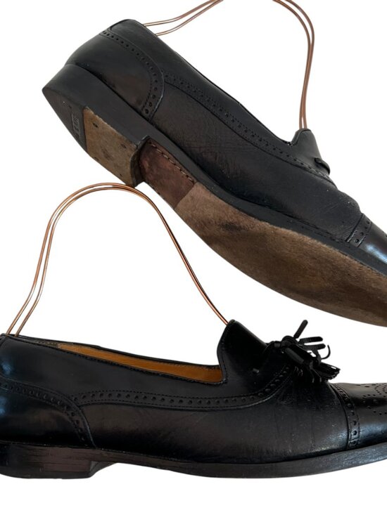 Mezlan loafers Havana black leather slip on shoes mens 8.5 tassel main image 8